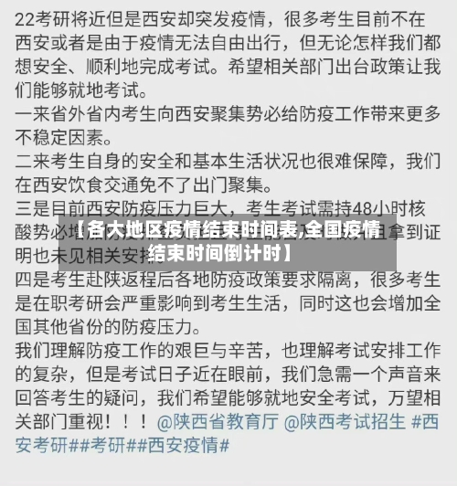 【各大地区疫情结束时间表,全国疫情结束时间倒计时】
