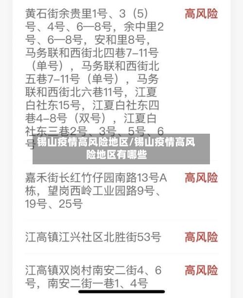 锡山疫情高风险地区/锡山疫情高风险地区有哪些-第2张图片