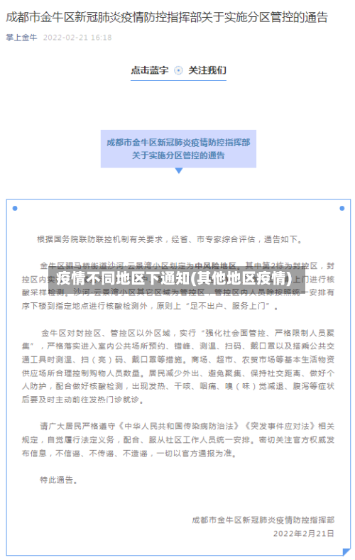 疫情不同地区下通知(其他地区疫情)